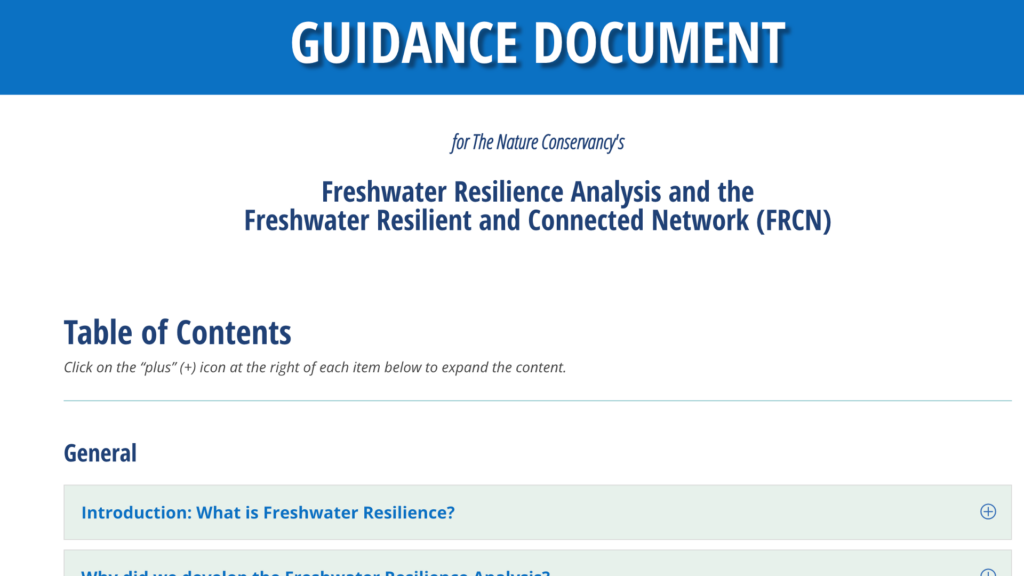 Freshwater Resilience Guidance Document